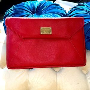 Michael Kors Red And Gold Large Clutch